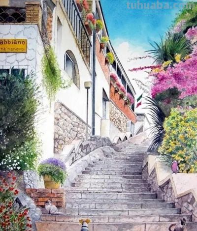 绝美水彩风景：四季该很好，你若尚在场 - 图画吧TUHUABA