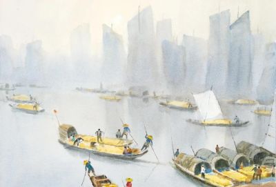 黄铁山风景水彩画欣赏 - 图画吧TUHUABA