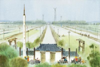 黄铁山风景水彩画欣赏 - 图画吧TUHUABA