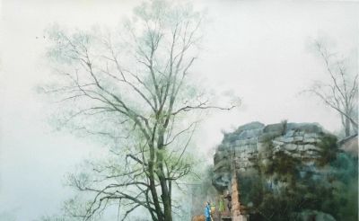 黄铁山风景水彩画欣赏 - 图画吧TUHUABA