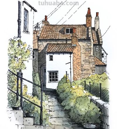 摄影师画的钢笔水彩风景，表现力超强！他用手绘打败了相机 - 图画吧TUHUABA