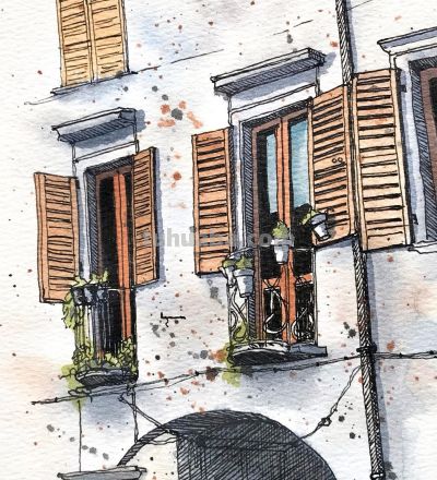 摄影师画的钢笔水彩风景，表现力超强！他用手绘打败了相机 - 图画吧TUHUABA