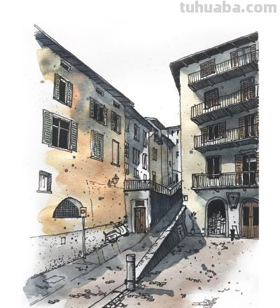 摄影师画的钢笔水彩风景，表现力超强！他用手绘打败了相机 - 图画吧TUHUABA