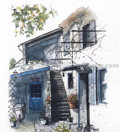 摄影师画的钢笔水彩风景，表现力超强！他用手绘打败了相机 - 图画吧TUHUABA