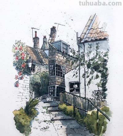 摄影师画的钢笔水彩风景，表现力超强！他用手绘打败了相机 - 图画吧TUHUABA