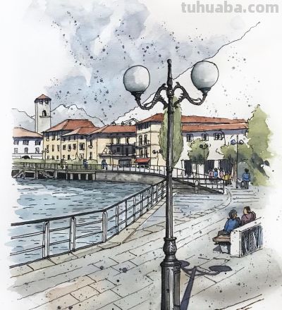 摄影师画的钢笔水彩风景，表现力超强！他用手绘打败了相机 - 图画吧TUHUABA