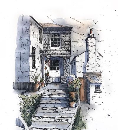 摄影师画的钢笔水彩风景，表现力超强！他用手绘打败了相机 - 图画吧TUHUABA