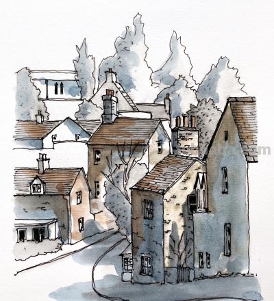 摄影师画的钢笔水彩风景，表现力超强！他用手绘打败了相机 - 图画吧TUHUABA