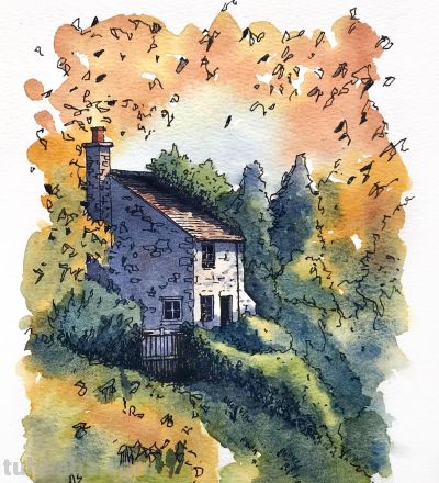 摄影师画的钢笔水彩风景，表现力超强！他用手绘打败了相机 - 图画吧TUHUABA