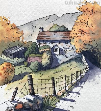 摄影师画的钢笔水彩风景，表现力超强！他用手绘打败了相机 - 图画吧TUHUABA