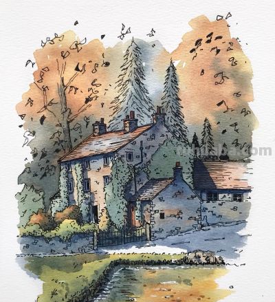 摄影师画的钢笔水彩风景，表现力超强！他用手绘打败了相机 - 图画吧TUHUABA