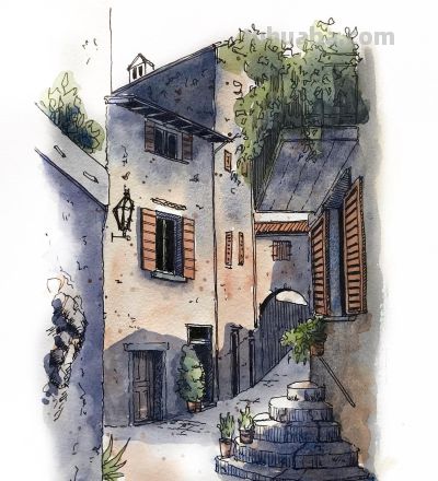 摄影师画的钢笔水彩风景，表现力超强！他用手绘打败了相机 - 图画吧TUHUABA