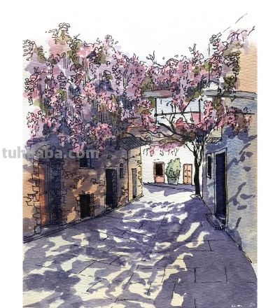 摄影师画的钢笔水彩风景，表现力超强！他用手绘打败了相机 - 图画吧TUHUABA