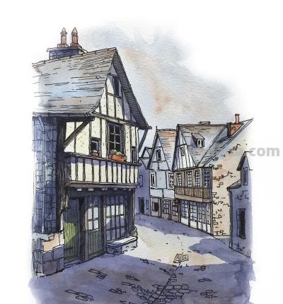 摄影师画的钢笔水彩风景，表现力超强！他用手绘打败了相机 - 图画吧TUHUABA