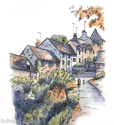 摄影师画的钢笔水彩风景，表现力超强！他用手绘打败了相机 - 图画吧TUHUABA