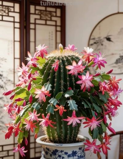 满身荆刺藏温柔，仙人球花开惊艳时光 - 图画吧TUHUABA