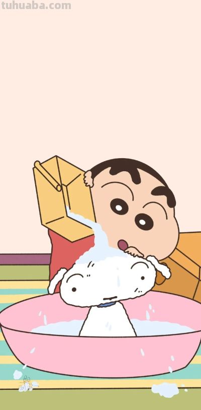 动漫萌宠小新简笔插画手机壁纸聊天背景图片 - 图画吧TUHUABA