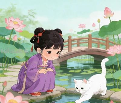 可爱猫咪插画｜猫猫和小主人 - 图画吧TUHUABA