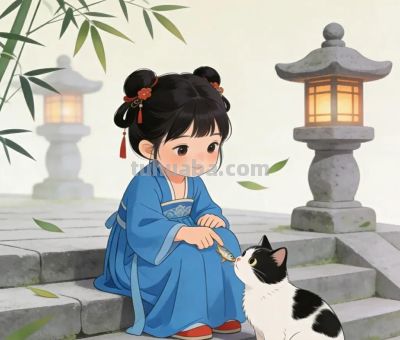 可爱猫咪插画｜猫猫和小主人 - 图画吧TUHUABA