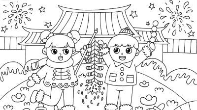 2026年元旦新年画报手抄报简笔画模板线稿绘画模板 - 图画吧TUHUABA