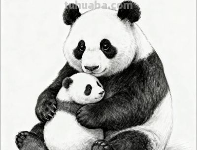 素描画，可爱熊猫 - 图画吧TUHUABA