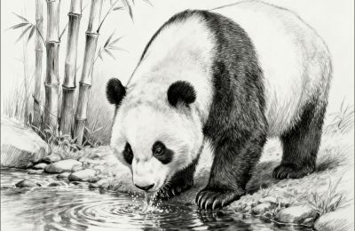 素描画，可爱熊猫 - 图画吧TUHUABA