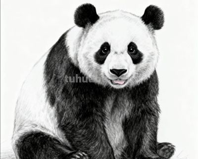 素描画，可爱熊猫 - 图画吧TUHUABA
