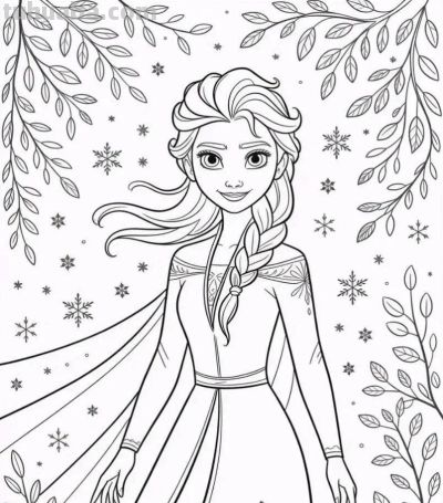 艾莎公主的简笔画线稿图 - 图画吧TUHUABA