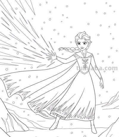 艾莎公主的简笔画线稿图 - 图画吧TUHUABA