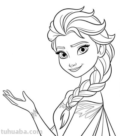 艾莎公主的简笔画线稿图 - 图画吧TUHUABA
