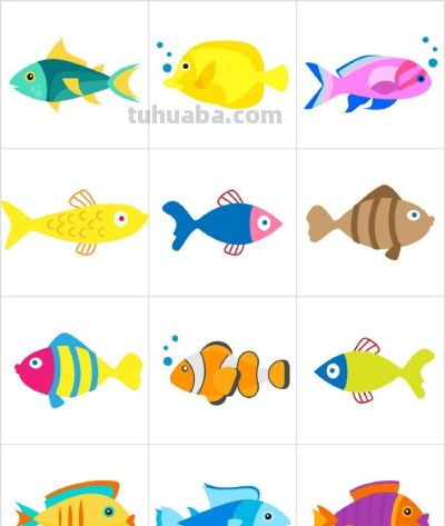 鱼的简笔画100种画法，绘画海洋生物！ - 图画吧TUHUABA