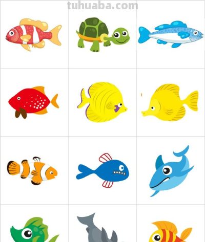 鱼的简笔画100种画法，绘画海洋生物！ - 图画吧TUHUABA