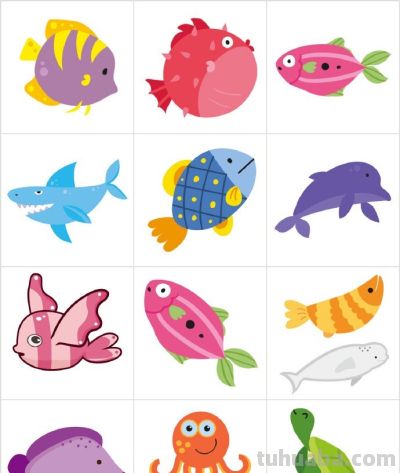 鱼的简笔画100种画法，绘画海洋生物！ - 图画吧TUHUABA