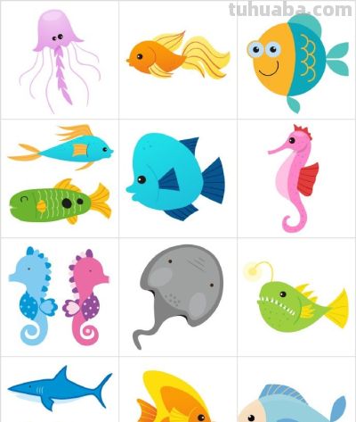 鱼的简笔画100种画法，绘画海洋生物！ - 图画吧TUHUABA