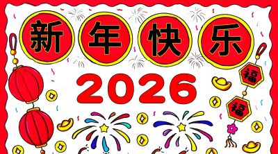2026年元旦节手抄报画报绘画手抄报元旦小报 - 图画吧TUHUABA