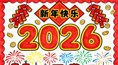 2026年元旦节手抄报画报绘画手抄报元旦小报 - 图画吧TUHUABA