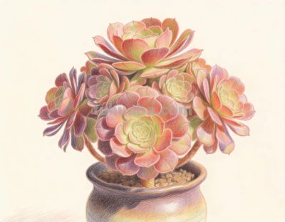 分享一组彩铅多肉法师插画 - 图画吧TUHUABA