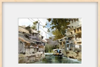 一画 | 小船悠悠水悠悠，古村岁月慢悠悠，水彩里的江南水乡 - 图画吧TUHUABA