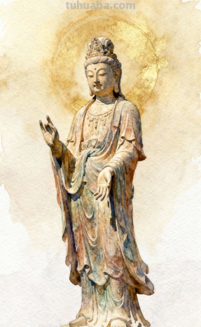 水彩的透明与流动，恰似佛法的无边与包容 - 图画吧TUHUABA