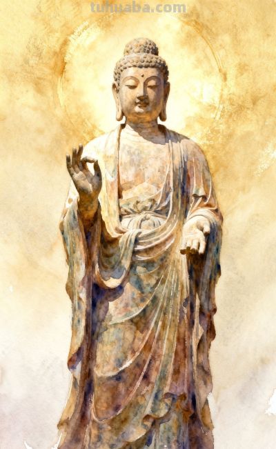 水彩的透明与流动，恰似佛法的无边与包容 - 图画吧TUHUABA