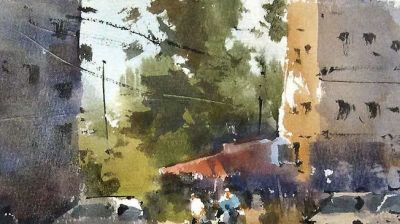 每日一画 | 寻常巷陌藏烟火 水彩晕出小区闲 城市居民区的写意速写 - 图画吧TUHUABA