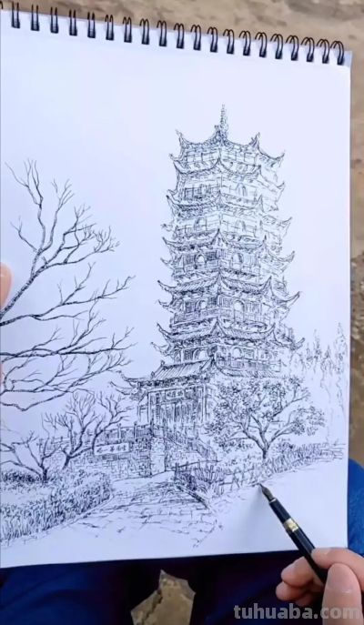 唐晓华钢笔画写生和速写作品50幅 - 图画吧TUHUABA