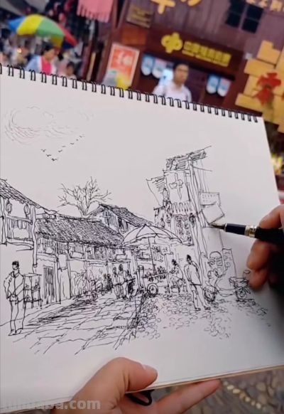 唐晓华钢笔画写生和速写作品50幅 - 图画吧TUHUABA