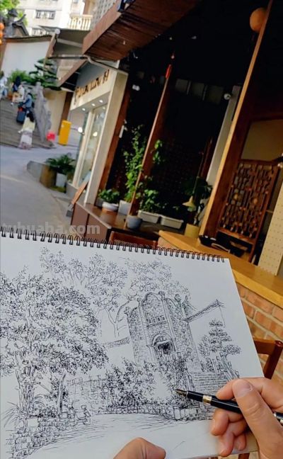 唐晓华钢笔画写生和速写作品50幅 - 图画吧TUHUABA