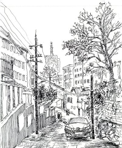 唐晓华钢笔画写生和速写作品50幅 - 图画吧TUHUABA