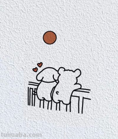 可可爱爱两小只丨每日简笔画I分享 - 图画吧TUHUABA