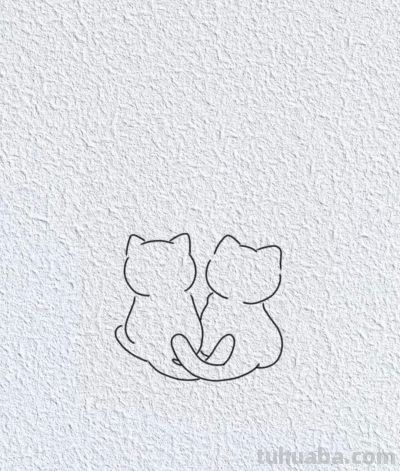 每日简笔画分享丨相亲相爱的喵星人 - 图画吧TUHUABA