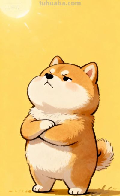 手绘风格生气的柴犬宝宝 - 图画吧TUHUABA