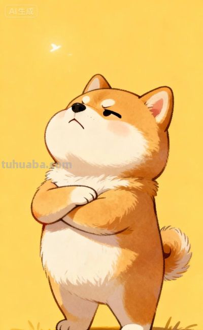 手绘风格生气的柴犬宝宝 - 图画吧TUHUABA