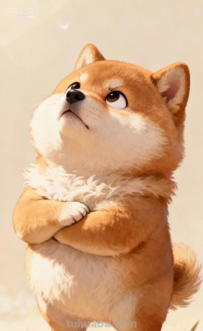 手绘风格生气的柴犬宝宝 - 图画吧TUHUABA